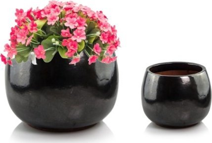 Polnix Doniczka ceramiczna owalna grafitowa ogrodowa 33x23cm