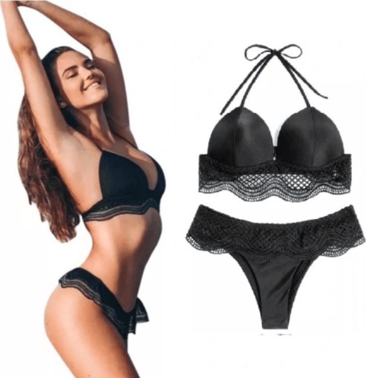 Pan i Pani Gadżet Strój kąpielowy koronka CZARNY L