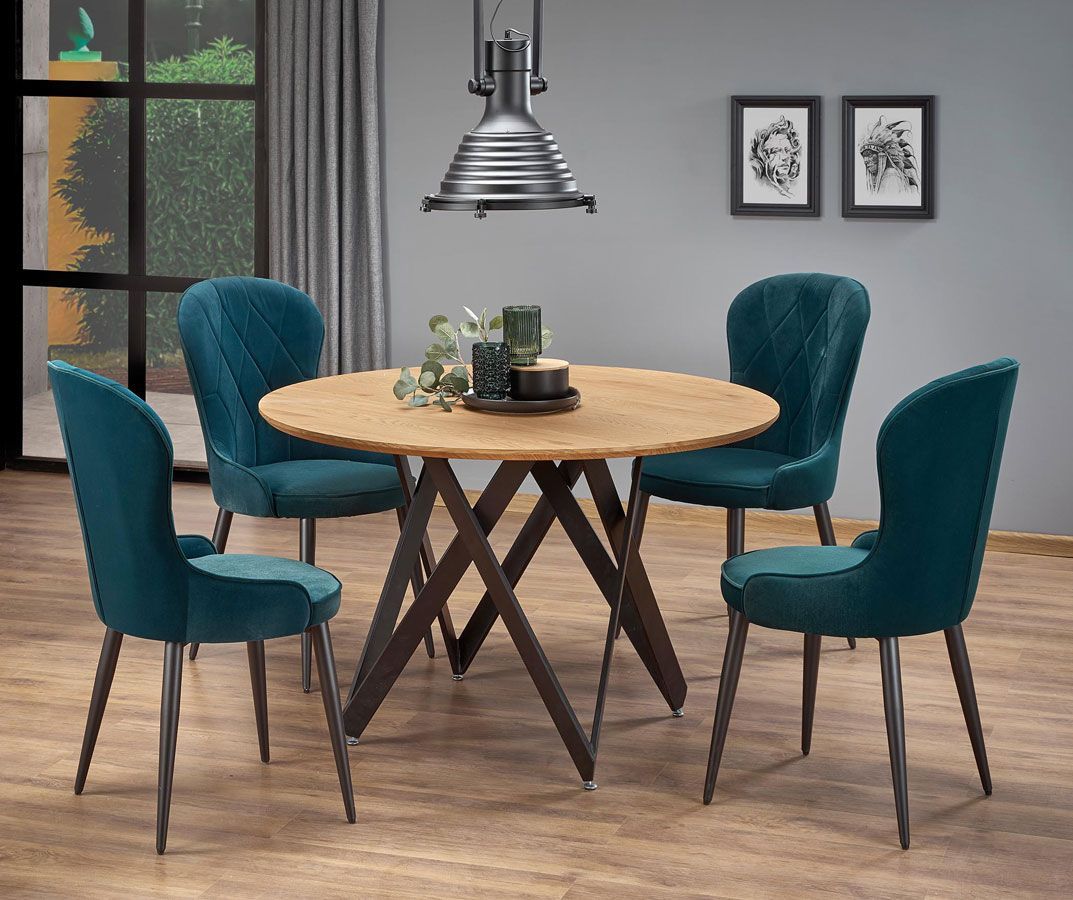 Elior Stół okrągły loftowy Zordo - dąb