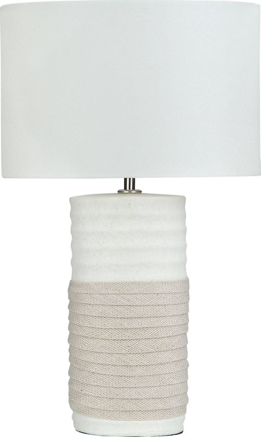 Lampa stołowa Beliani Lampka nocna porcelanowa beżowa NAVIA