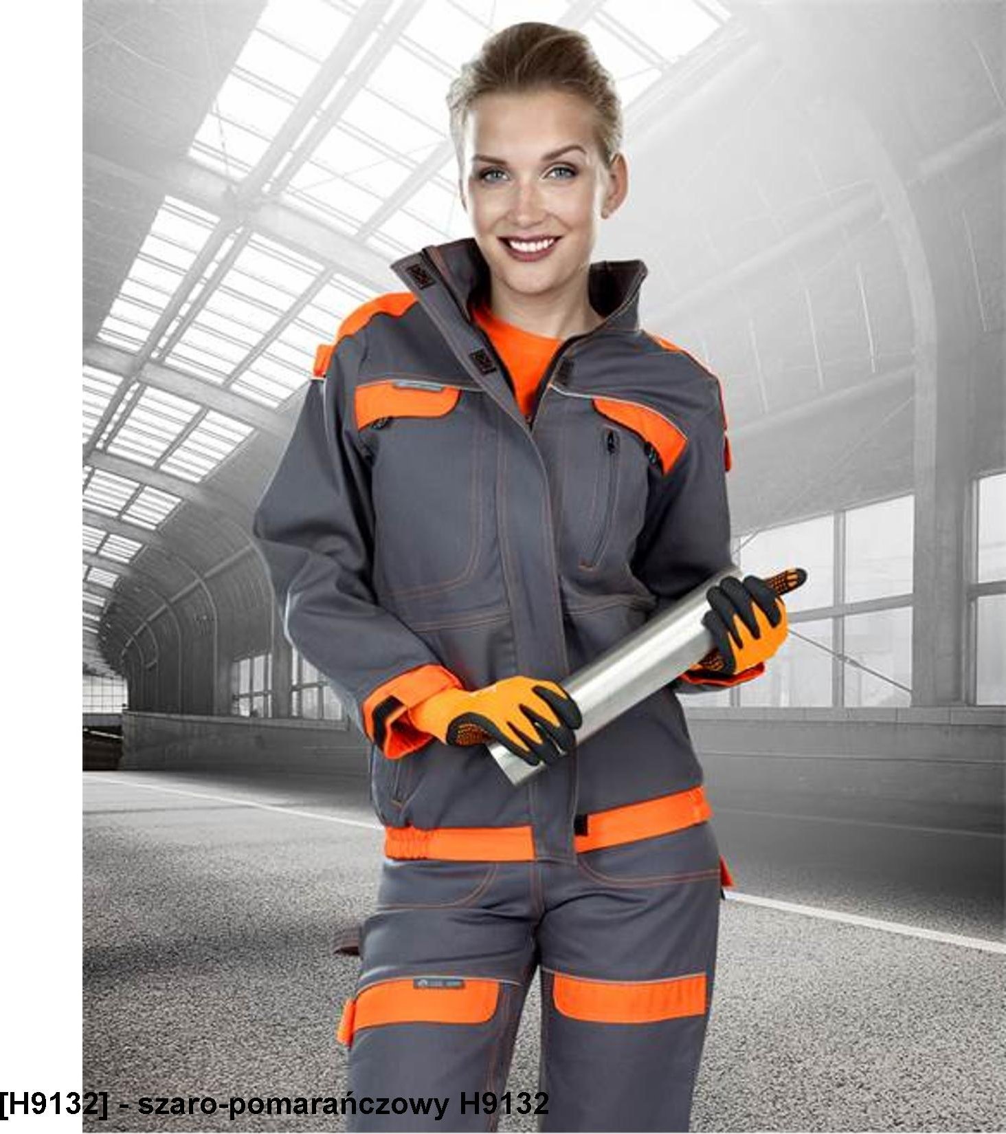 Ardon DAMSKA BLUZA ROBOCZA H8190 - ARDON 5 kieszeni, dodatki odblaskowe - szaro-pomarańczowy H9132 4XL