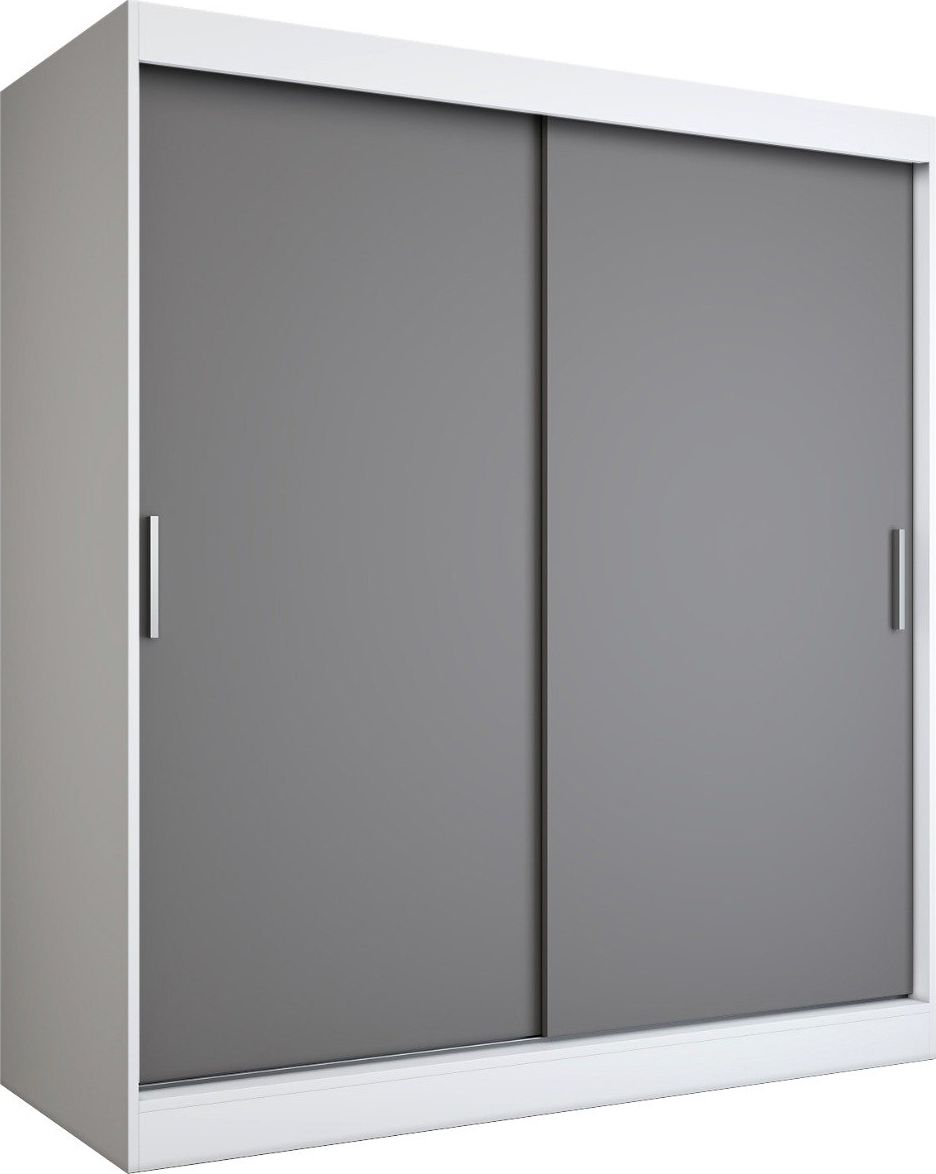 MKPOL Szafa przesuwna MODUO COMFORT 180 biała mat/antracyt gładka