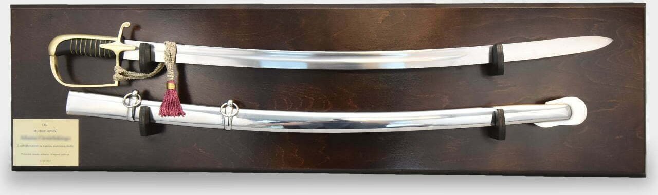 rzezbyzbrazu Gotowy Zestaw na Prezent Szabla Oficerska WZ21 z Pochwą na Tablo Brązowym Grawer Dedykacja