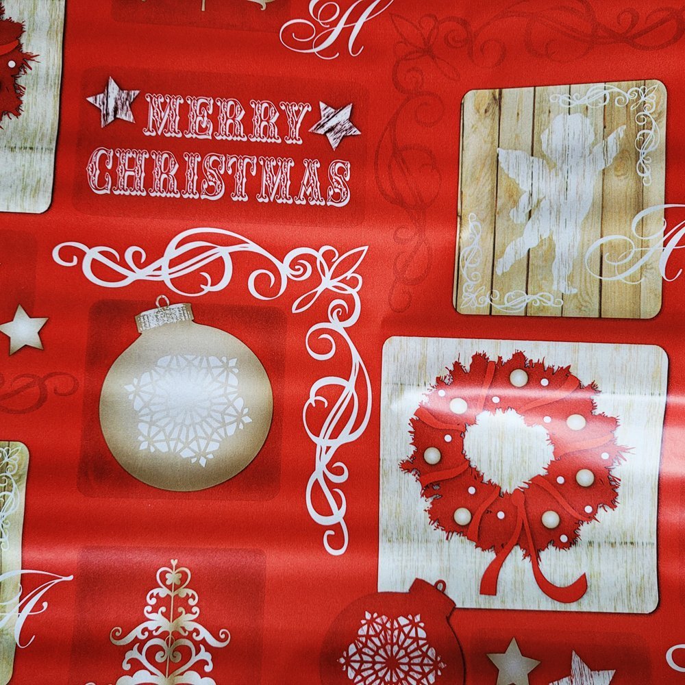 Papier czerwony bombki do pakowania 57cmx10m 10m42