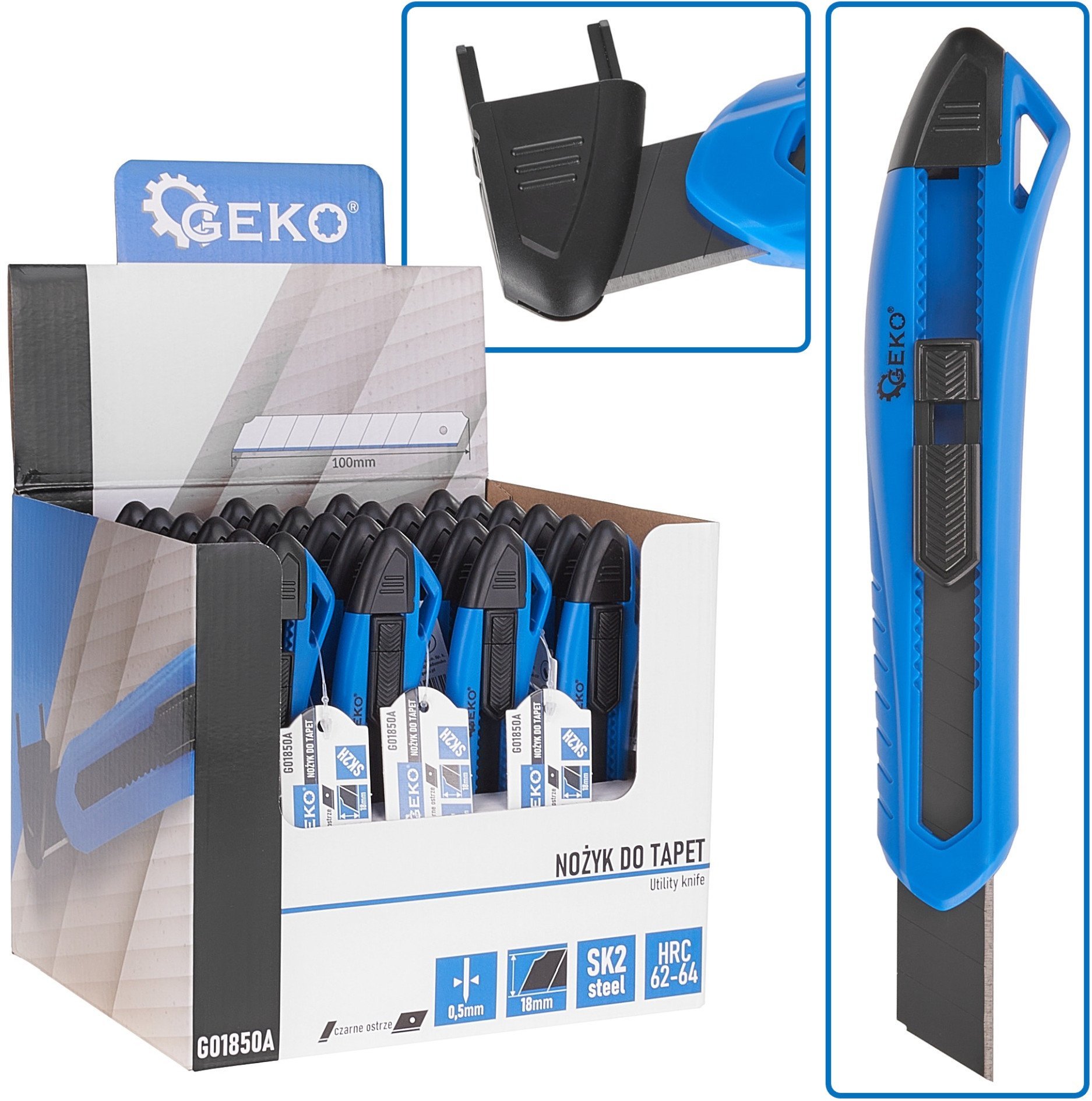 Nożyk do tapet 100x18x0.5mm ERGO SK2H – kartonik wystawowy (24/144)