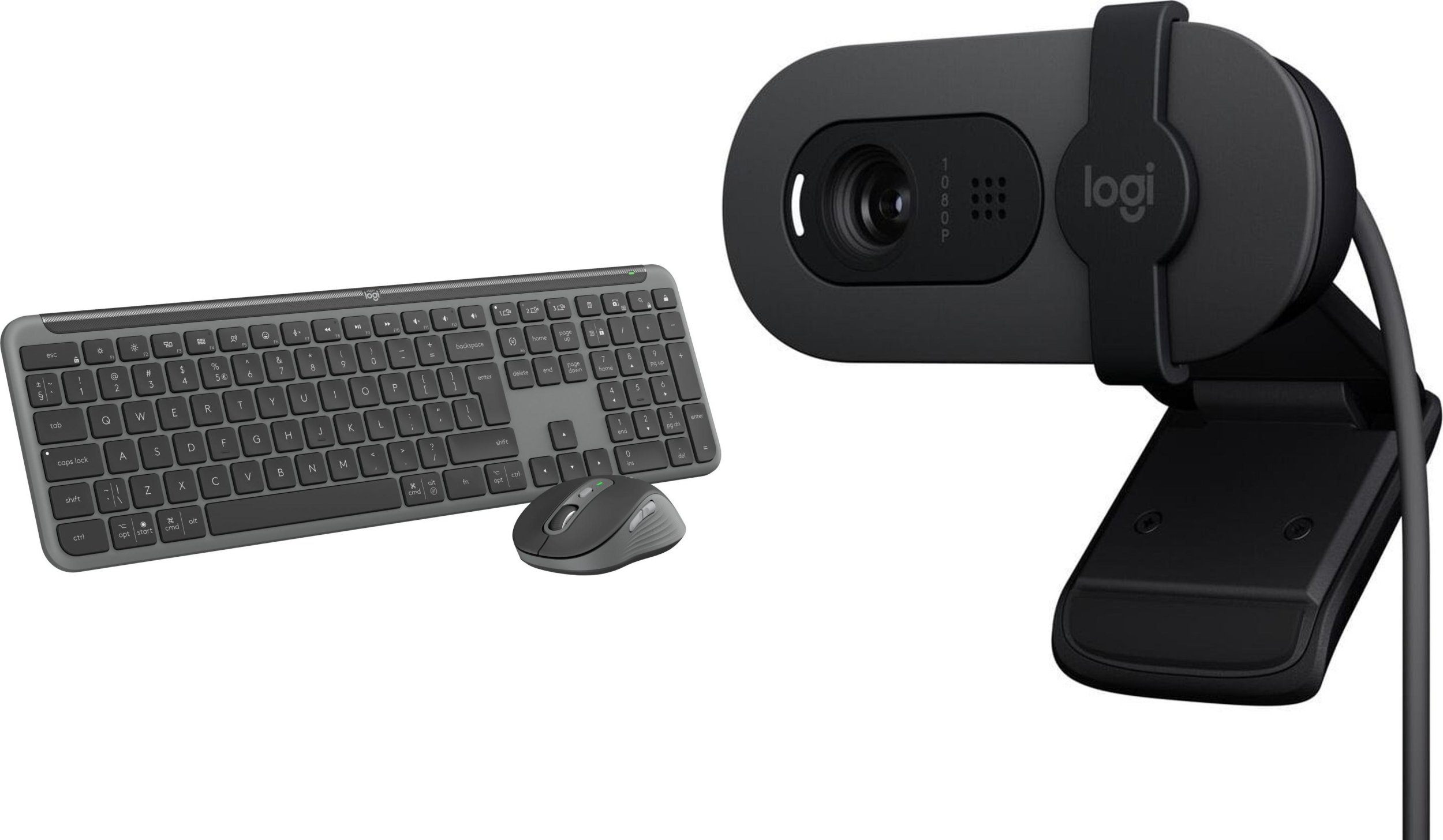 Klawiatura + mysz Logitech Signature Slim MK950 grafitowa (920-012490) + Brio 100 (960-001585)