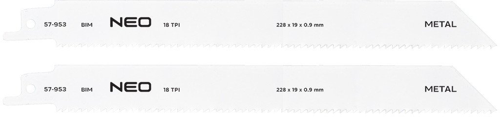 Brzeszczoty do piły szablastej 228 x 19 x 0.9 mm, 18TPI, kpl. 2 szt.