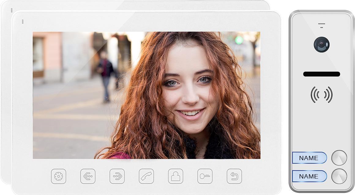 Orno Zestaw wideodomofonowy 2-rodzinny, bezsłuchawkowy, kolor, LCD 7", menu OSD, sterowanie bramą, biały NOVEO MULTI2