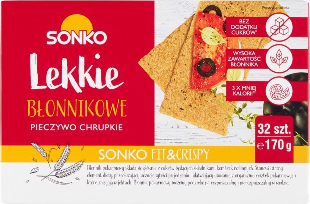 SONKO Sonko Pieczywo chrupkie Lekkie błonnikowe 170 g (32 sztuki)