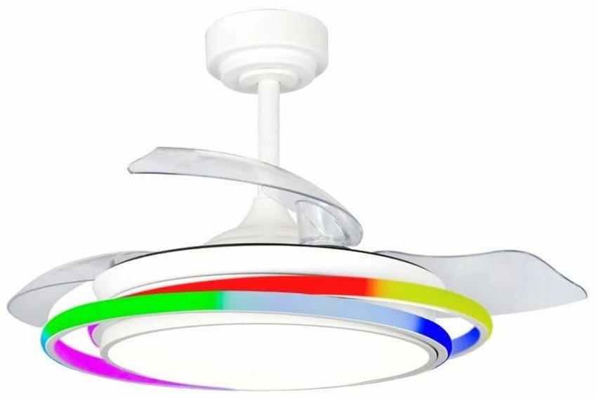 Wentylator sufitowy CristalRecord ANTILA MINI RGB WH RETRAC Biały