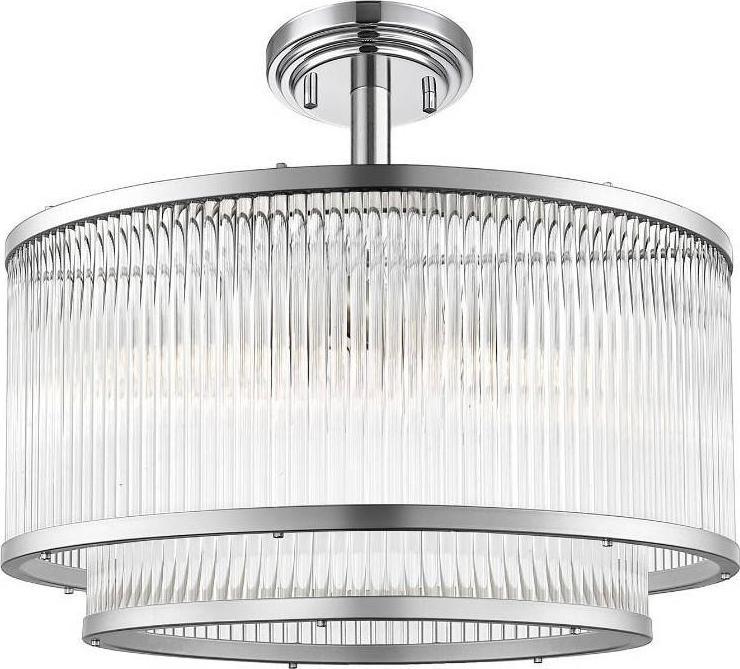 Lampa wisząca Zumaline LAMPA sufitowa SERGIO C0528-05H-F4AC Zumaline okrągła OPRAWA klasyczna szklana srebrna