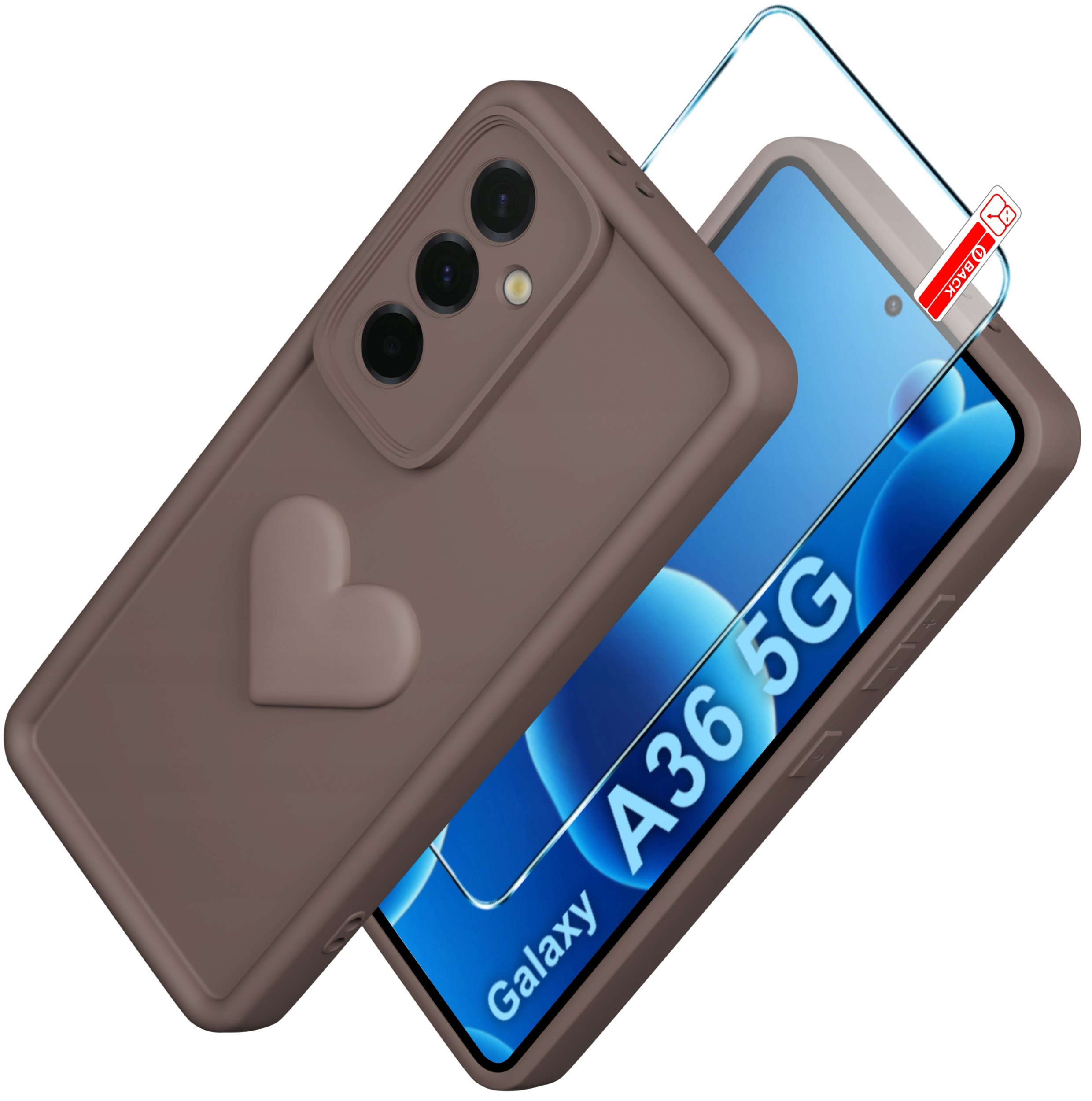 Etui do Samsung A36 5G silikonowe MATOWE serce + Szkło ochronne 9H