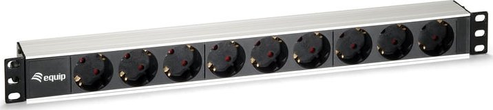 Equip Equip Steckdosenleiste 19"(1HE)9fach Schukon. 1.8m Alu