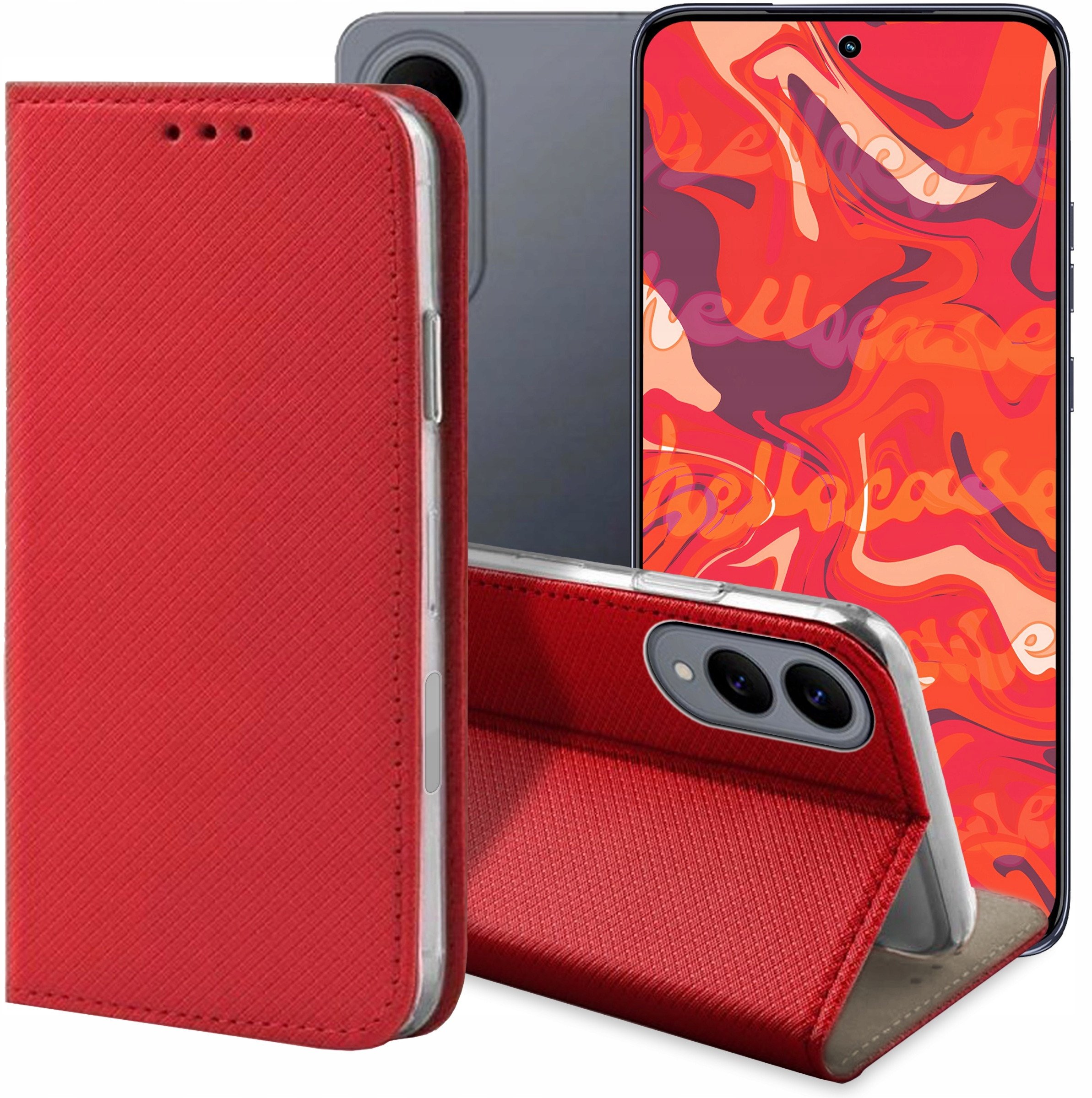 ETUI Z KLAPKĄ DO SAMSUNG GALAXY S25 EDGE CZERWONE ZAMYKANE MAGNETYCZNE