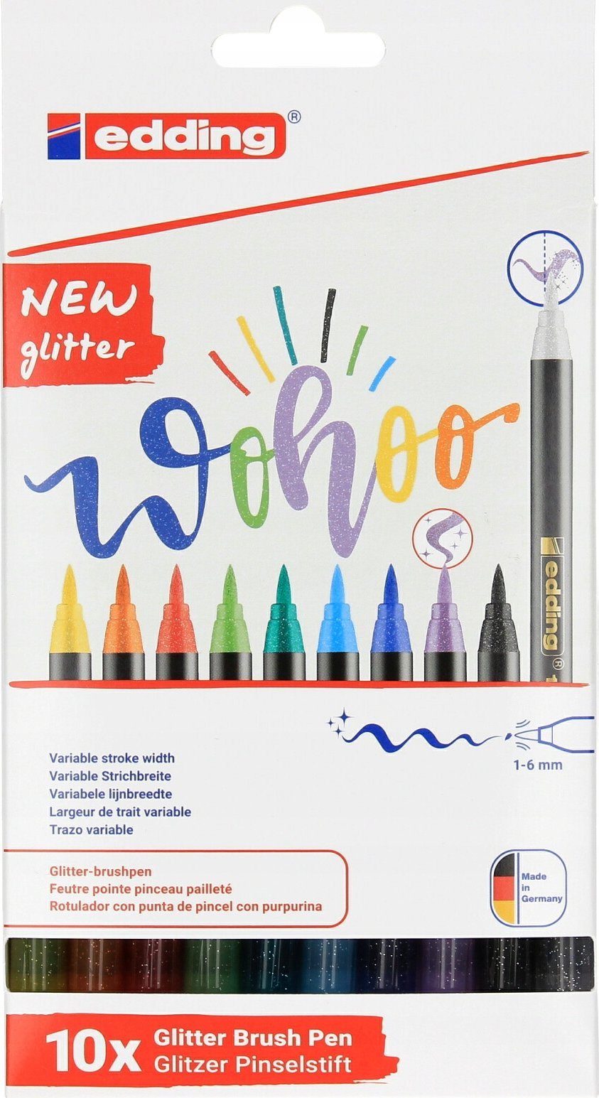 Edding Pisak z końcówką pędzelkowatą e-1340 EDDING, 1-6mm, 10 szt., mix kolorów brokatowych