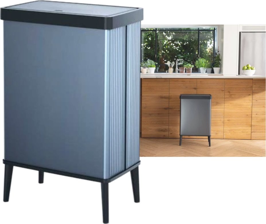 Kosz na Śmieci Verto High z Otwieraniem na Dotyk 54 L Pearl Blue Niebiesko-srebrny