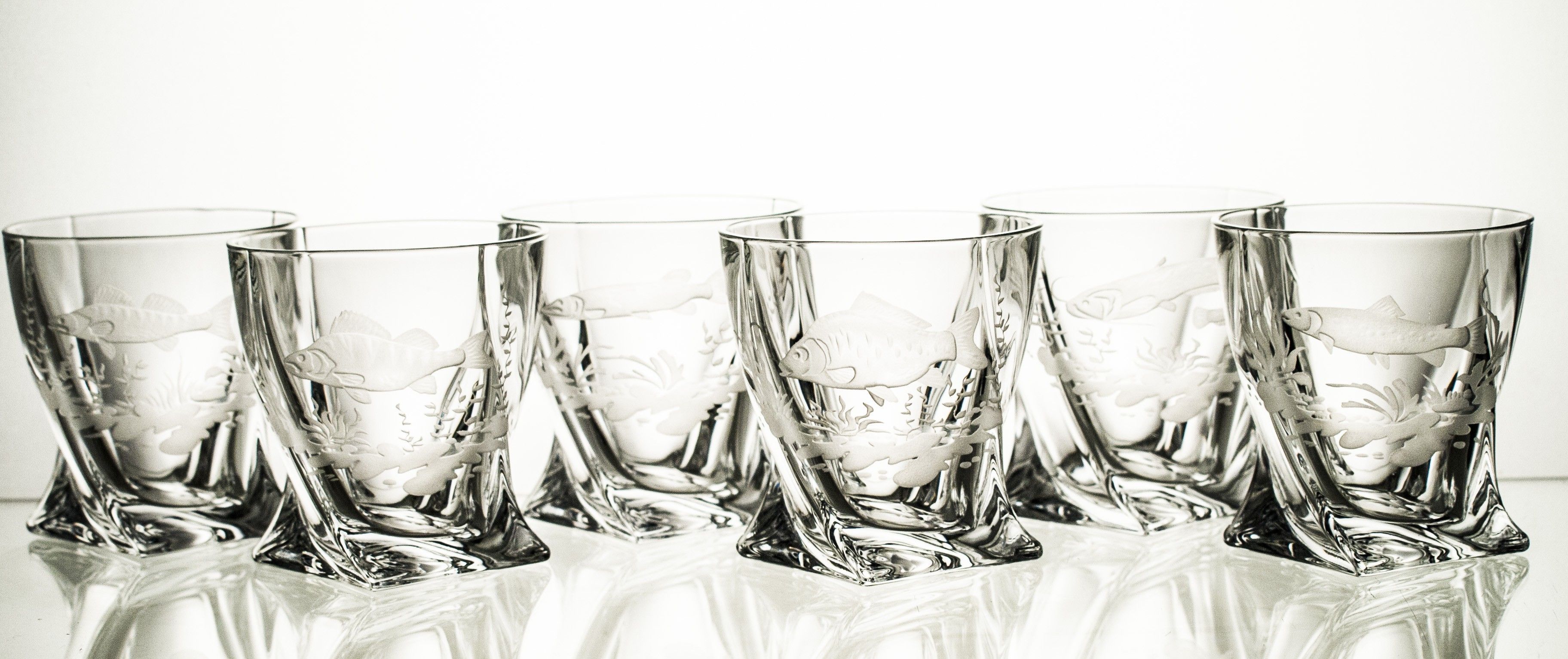 Crystal Julia Szklanki do whisky 6 sztuk grawerowane dla wędkarzy 3737