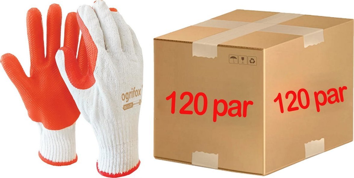 Ogrifox Rękawice Brukarskie / biało-pomarańczowe / Rozmiar: 10 - XL / OX-ORANGINA - 120 Par