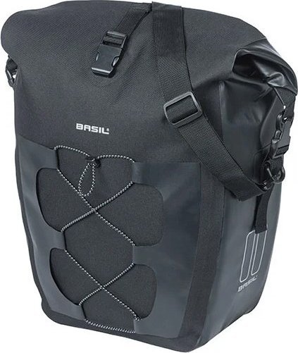 Basil Sakwa pojedyncza BASIL NAVIGATOR WATERPROOF SINGLE PANNIER BAG L 25-31 L, Hook On System, wodoodporna, black (NEW 2024)