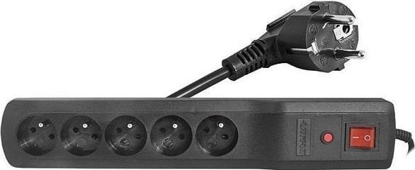 UN PRZEDŁUŻACZ PRZECIWPRZEPIĘCIOWY AL3 5 GNIAZDOWY 1,5M CZARNY (1 SZT)