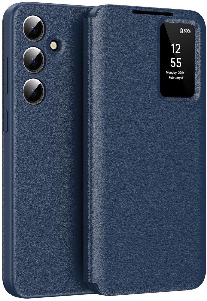 Etui z klapką skórzane Smart View do Samsung Galaxy S25 FE, niebieskie