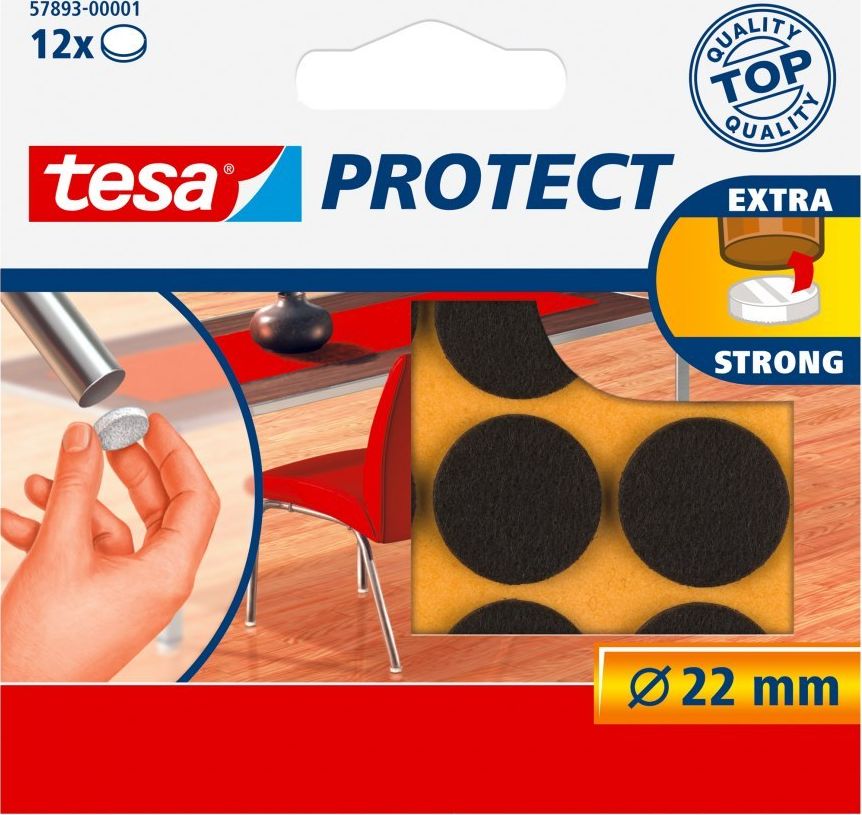 Tesa PODKŁADKI FILCOWE FI=22MM BRĄZOWE 12SZT. H5789301 TESA