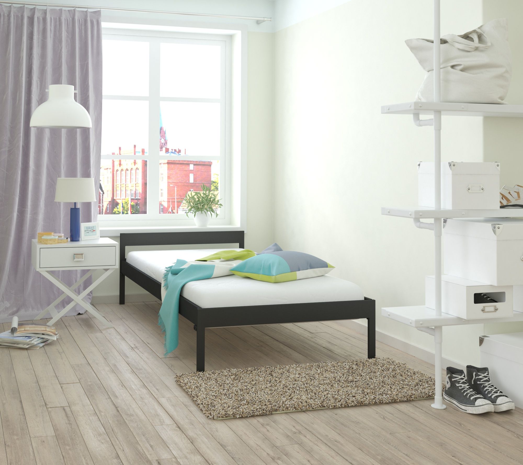 Lak System Łóżko metalowe 80x200 wzór 1 ze stelażem