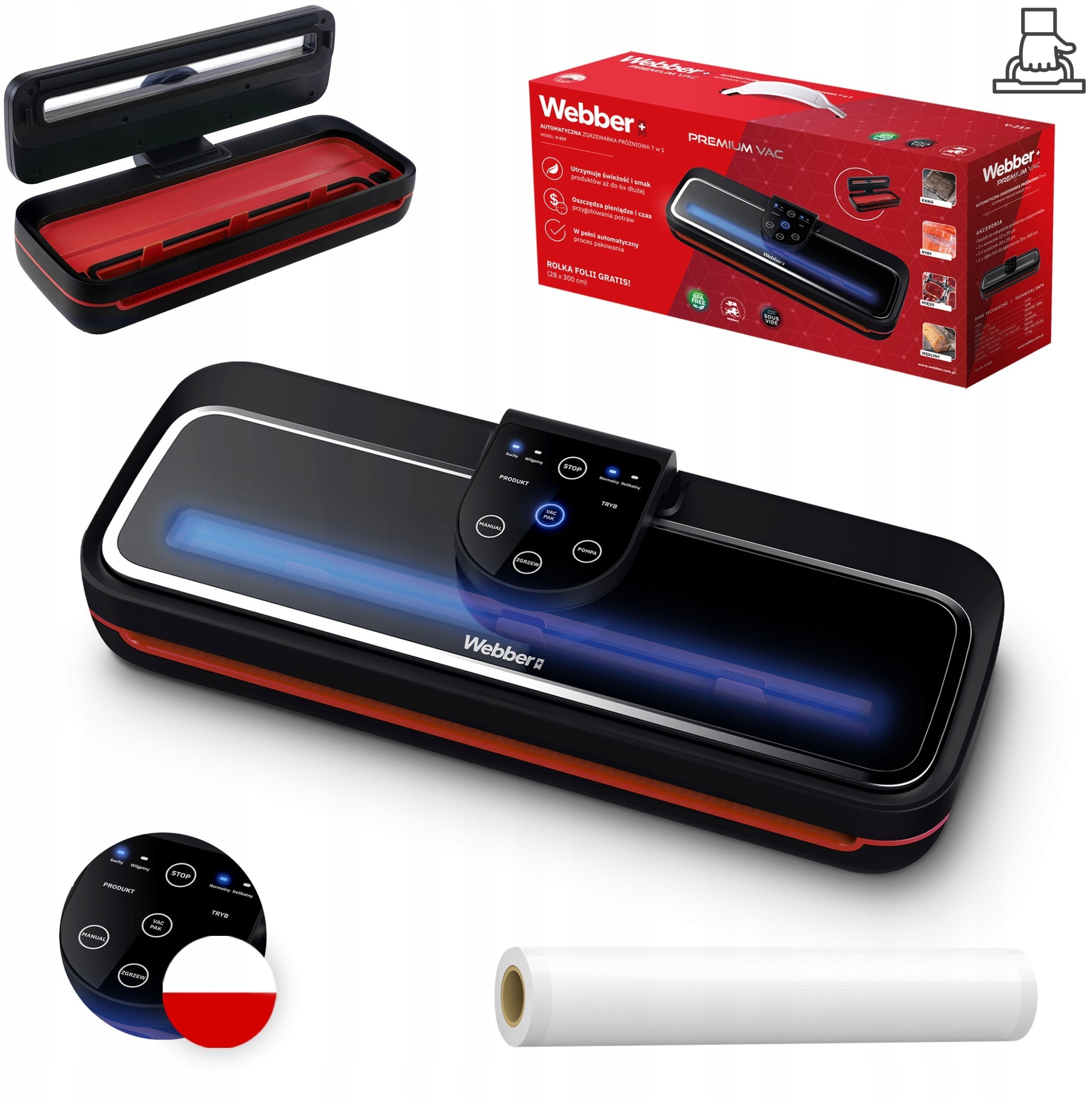 ZGRZEWARKA PRÓŻNIOWA DO FOLII PAKOWARKA ŻYWNOŚCI WEBBER V217 AUTOMATYCZNA