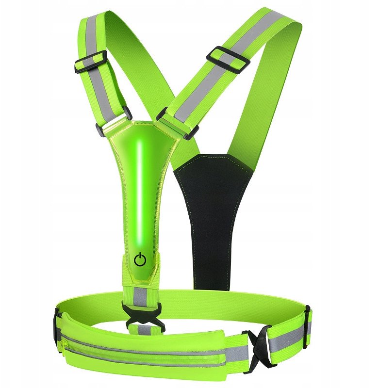 Kamizelka ODBLASKOWA SZELKI do BIEGANIA ROWER Podwójny 2x LED USB KIESZEŃ