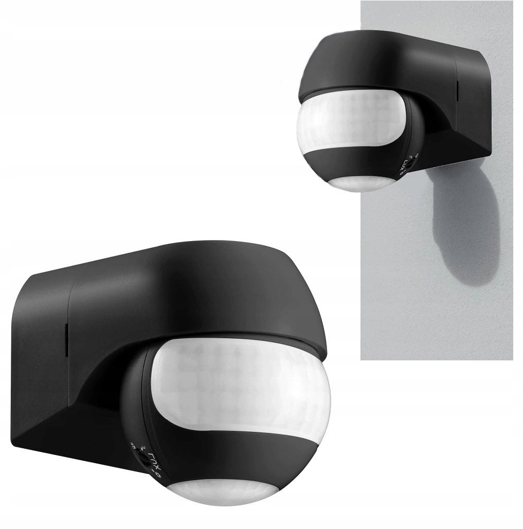 Czujnik ruchu 180° IP44, 800W, max 15m, mini, czarny