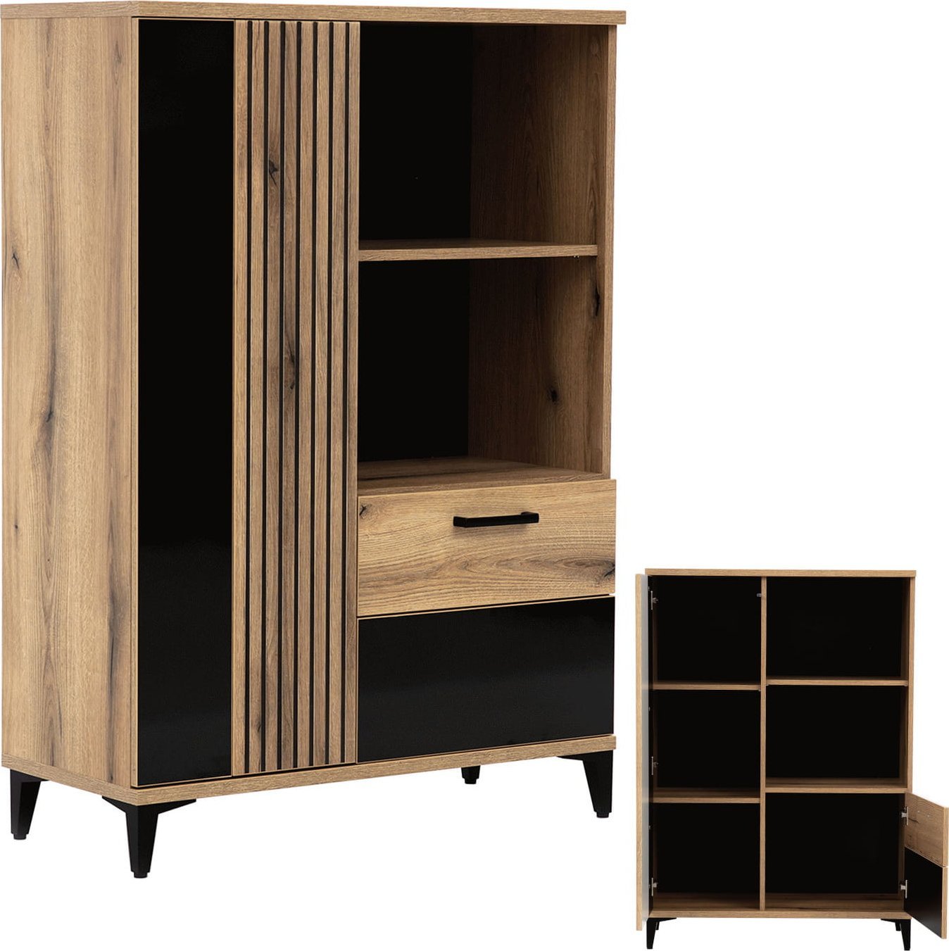 BogFran Szafka Komoda Regał dąb czarna połysk ARIS AS5