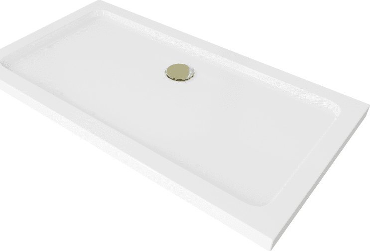 Brodzik Mexen Mexen Flat brodzik prostokątny slim 120 x 70 cm, biały, syfon złoty - 40107012G
