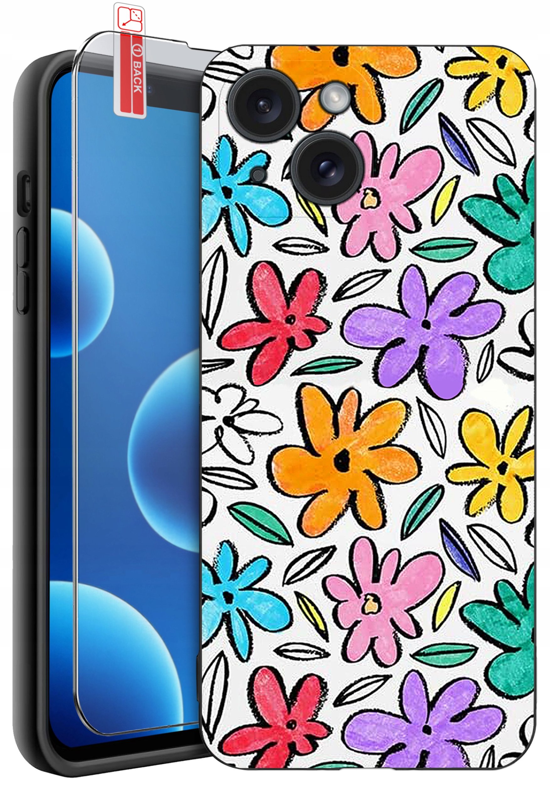 ETUI do iPhone 13 | 14 | WZORY | SILIKONOWE MATT CASE + SZKŁO 9H