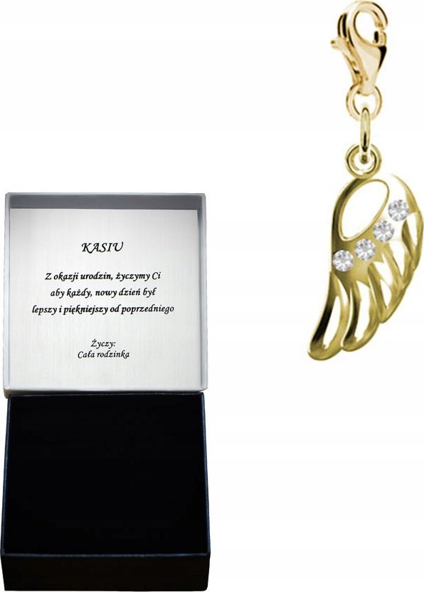 Radziszewska Jewellery Charms Pozłacany Skrzydło Anioła Kryształy Biżuteria na Dzień Kobiet