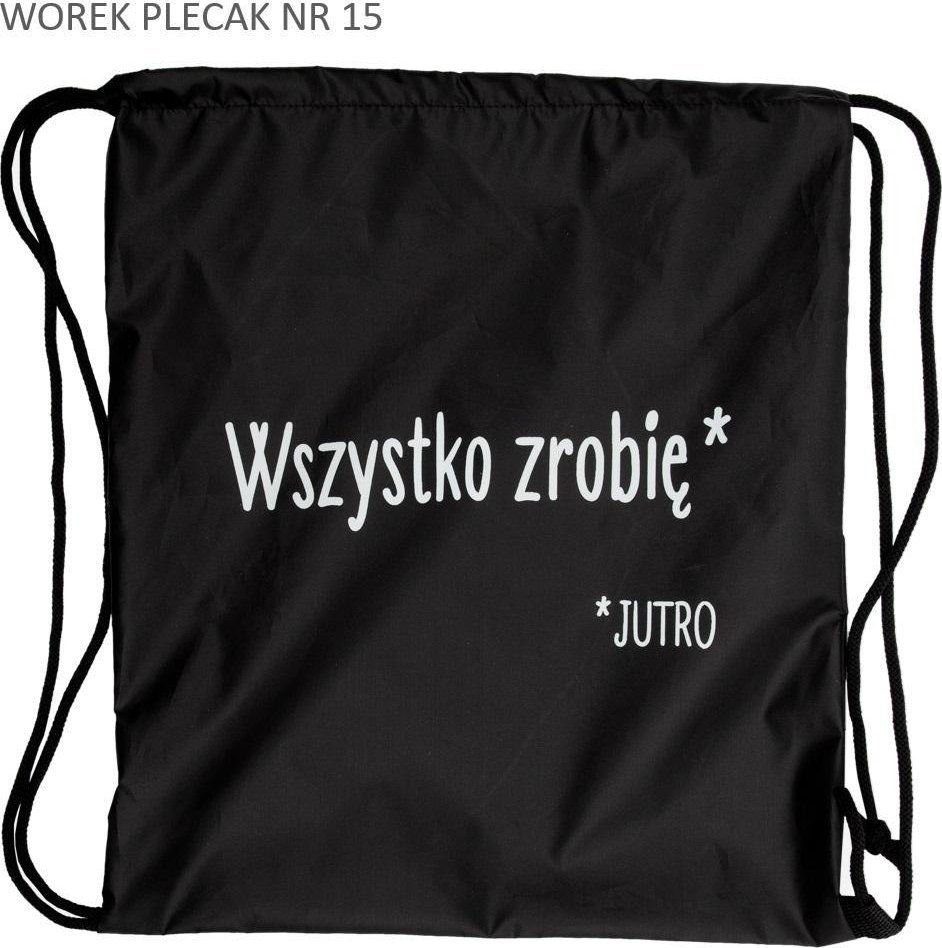 Worek plecak czarny Wszystko zrobię jutro