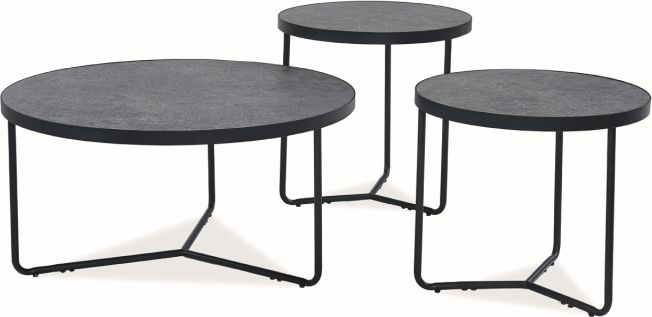 Signal Ława DEMETER beton/czarna okrągła z efektem betonu SIGNAL