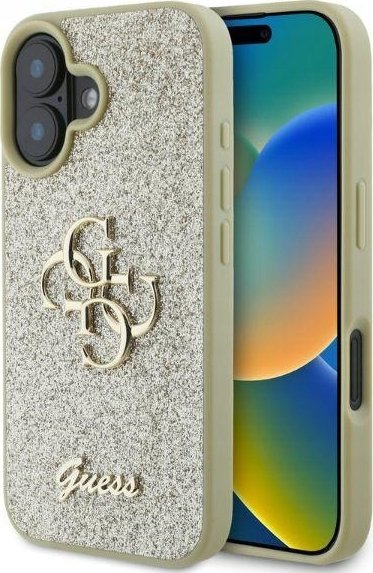 Guess Guess GUHCP16SHG4SGD iPhone 16 6.1" złoty/gold hardcase Fixed Glitter Big 4G