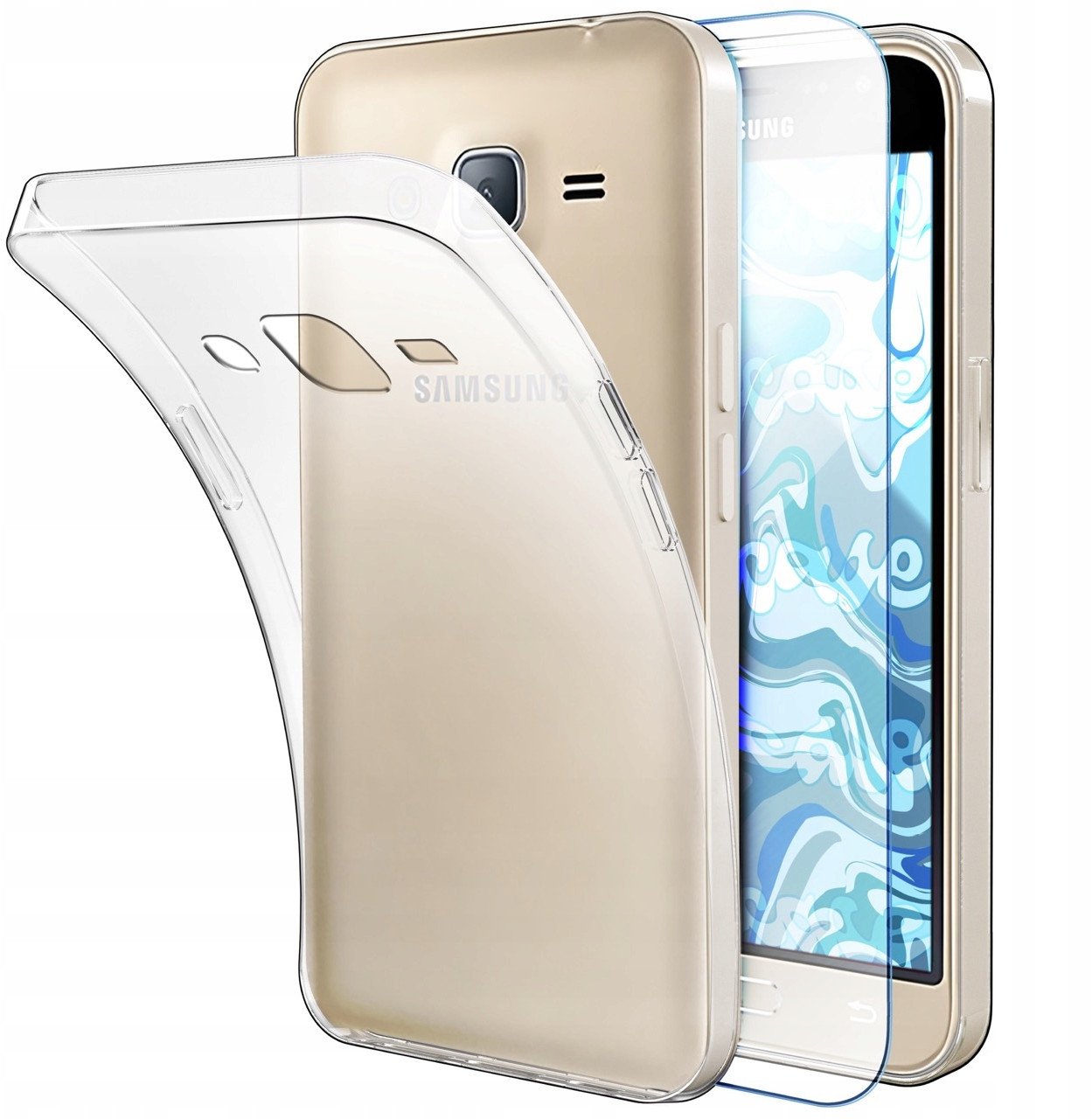 Etui Do Samsung Galaxy J3 2016 (Przezroczyste, Silikonowe, Ochronne) Szkło
