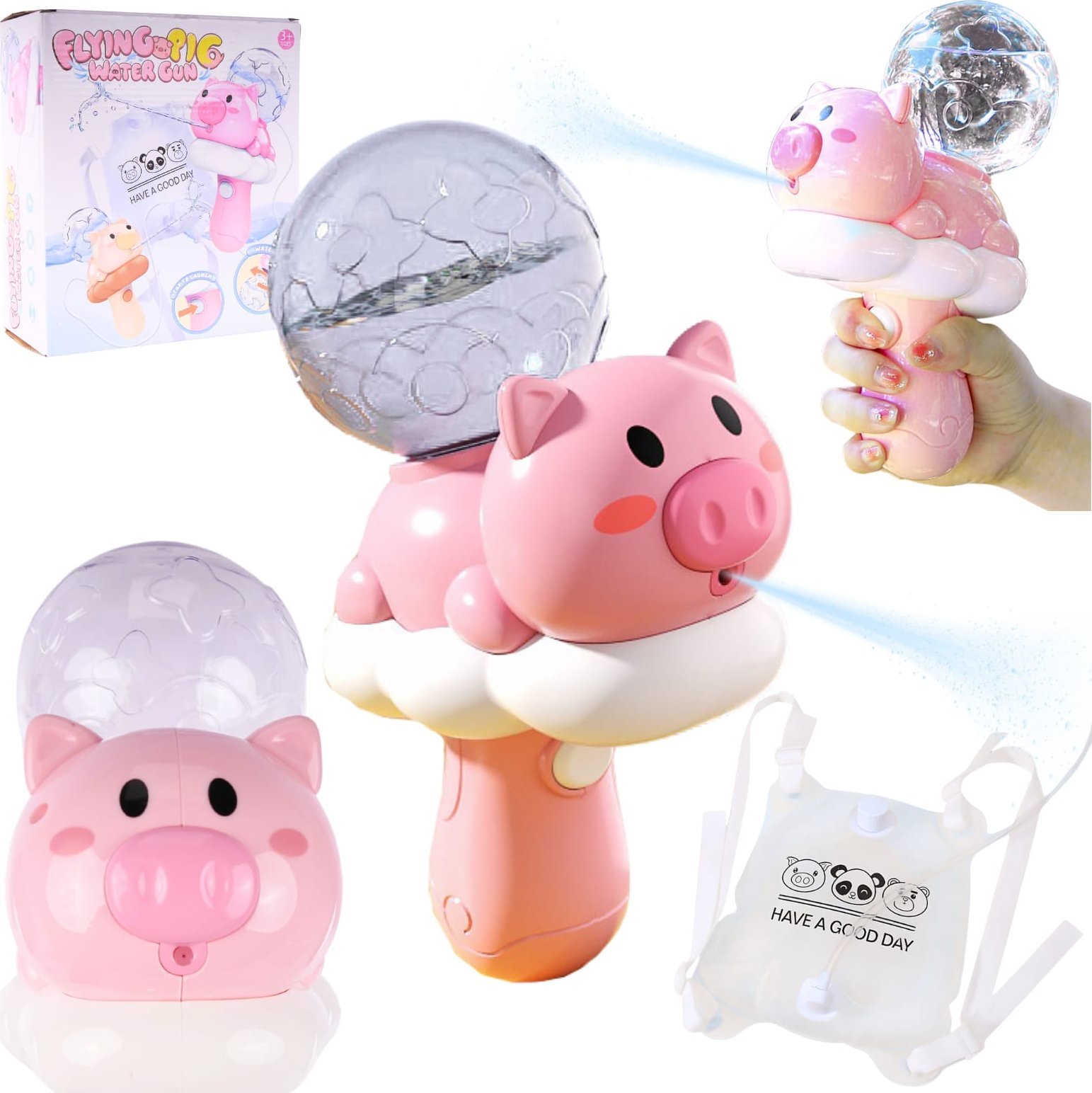 ProNice PISTOLET NA WODĘ ŚWINKA NA CHMURCE ZE ZBIORNIKIEM + PLECAK