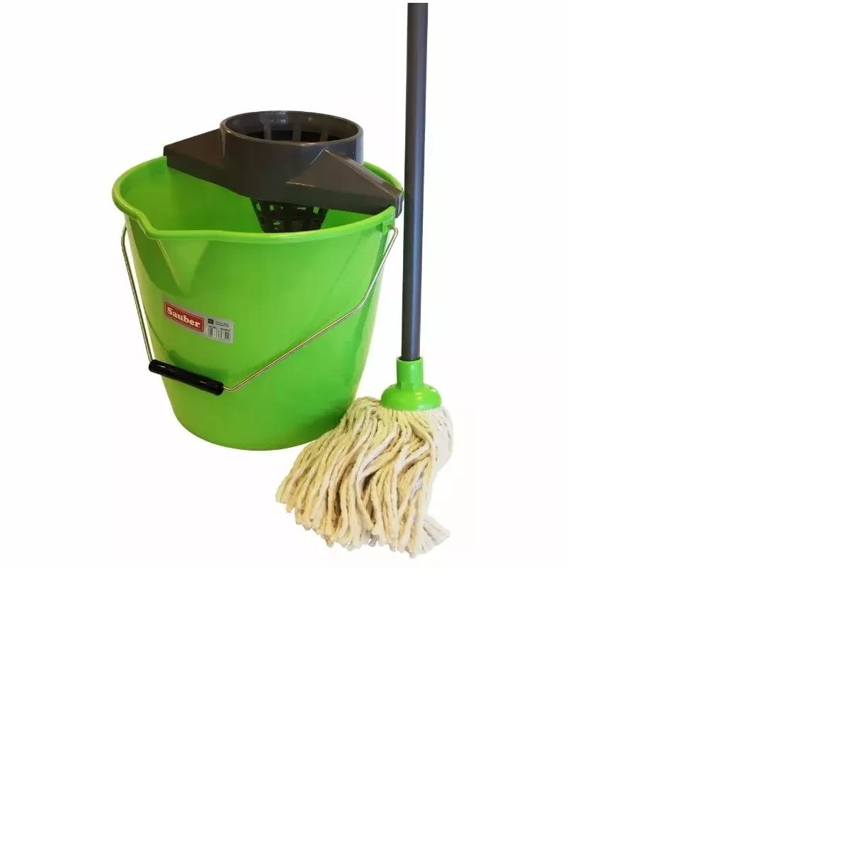 Round bucket 12L with push-button metal handle and mop set 8008735458716