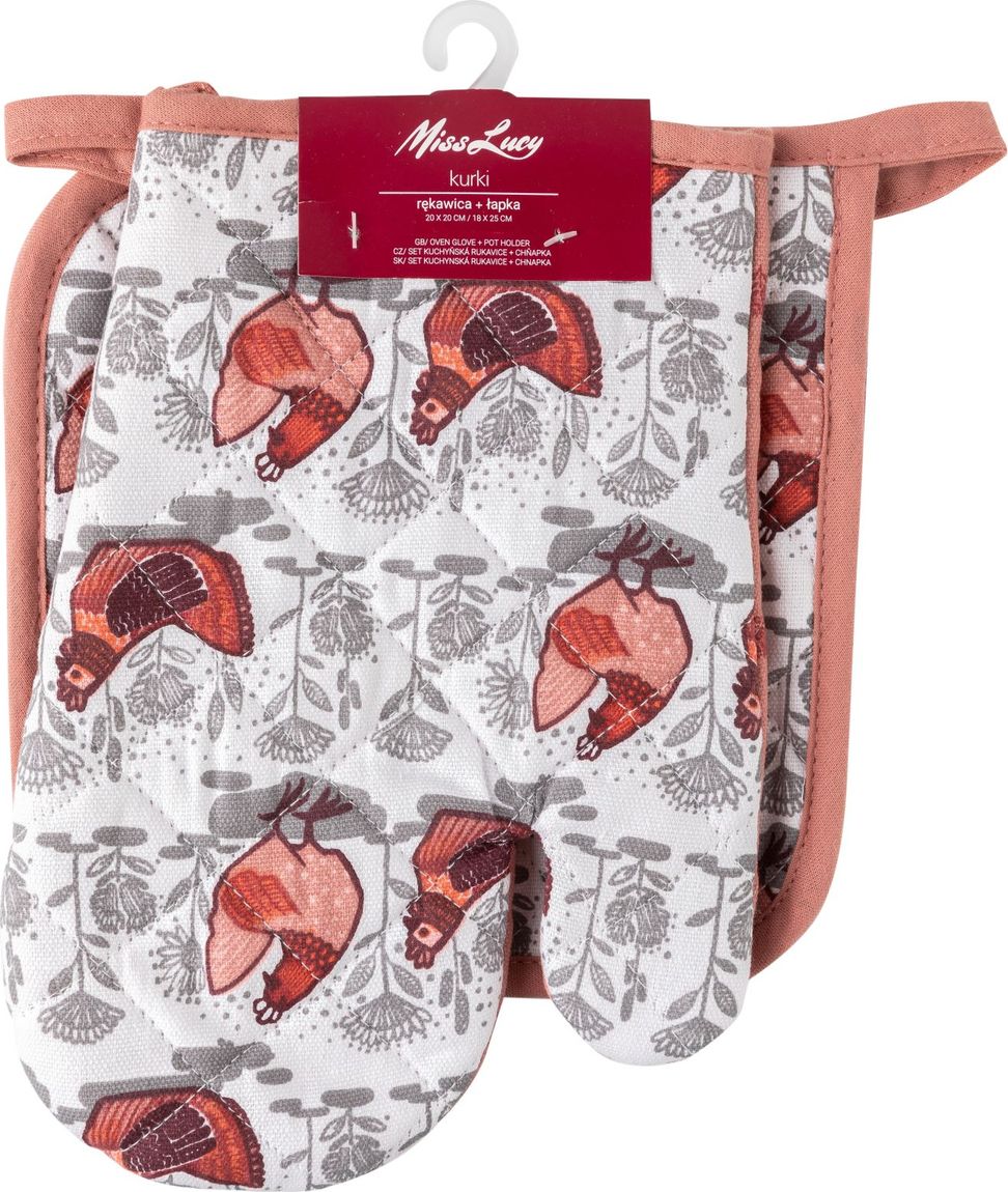 Miss Lucy Rękawica kuchenna i łapka kuchenna Miss Lucy Kurki 18x25 cm; 20x20 cm
