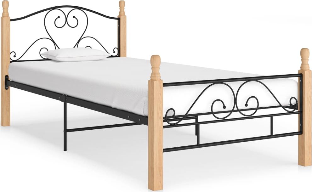vidaXL Rama łóżka, czarna, metalowa, 100 x 200 cm