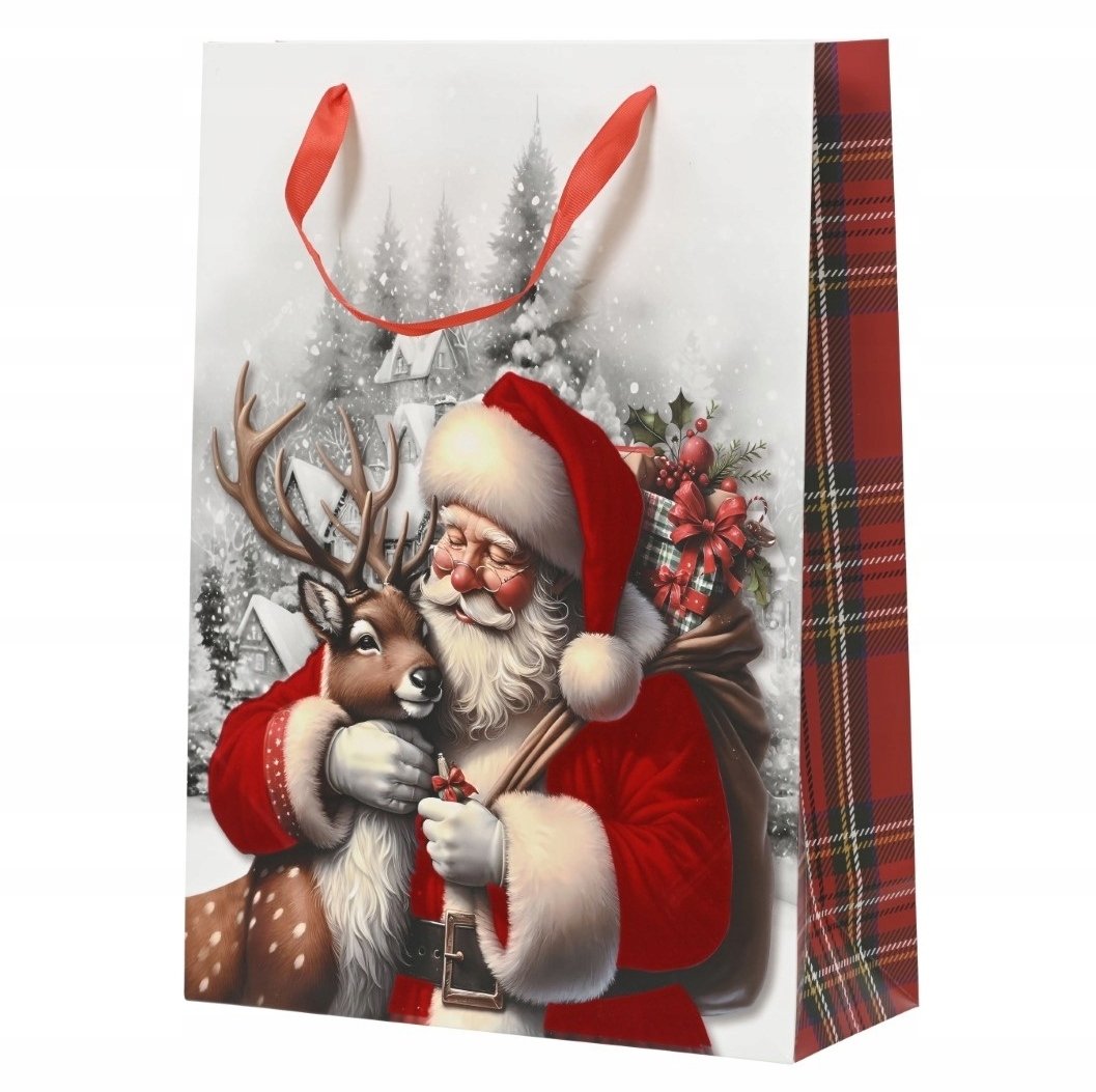 Torba prezentowa świąteczna czerwona mikołaj 8x18x24cm 1szt