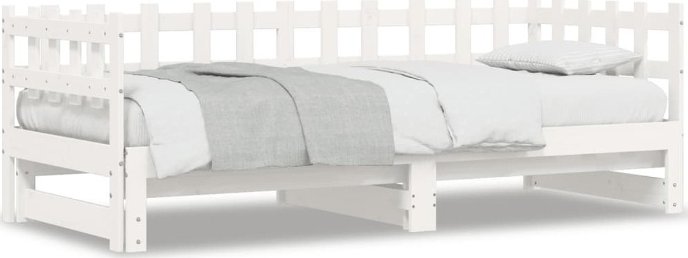 vidaXL Łóżko rozsuwane, białe, 2x(80x200) cm, lite drewno sosnowe