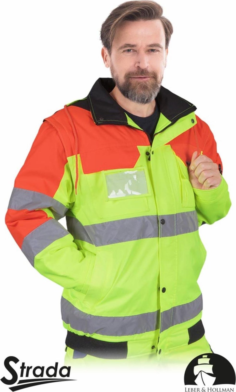 Leber&Hollman LH-STRADA-J - Kurtka ochronna ocieplana STRADA, odpinane rękawy, kaptur chowany w kołnierzu, tkana, powłoka 100% poliester OXFORD 300D 1