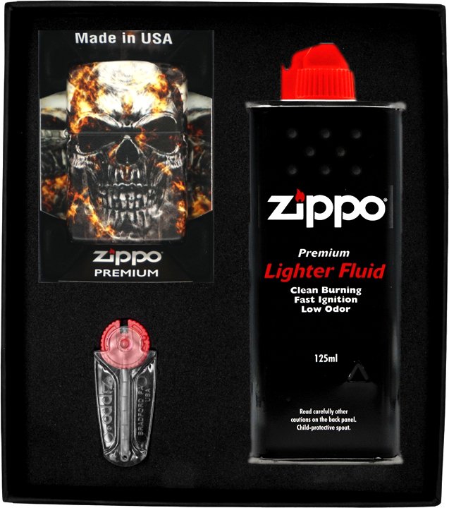 Zestaw ZIPPO Zapalniczka SMOKEY SKULL DESIGN Prezentowy No1