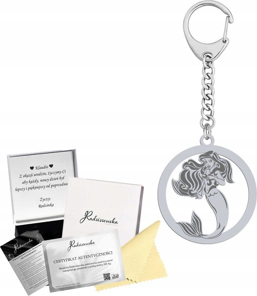 Radziszewska Jewellery Brelok Syrenka SREBRO 925 Prezent Dzień Dziecka Gadżet GRAWER GRATIS