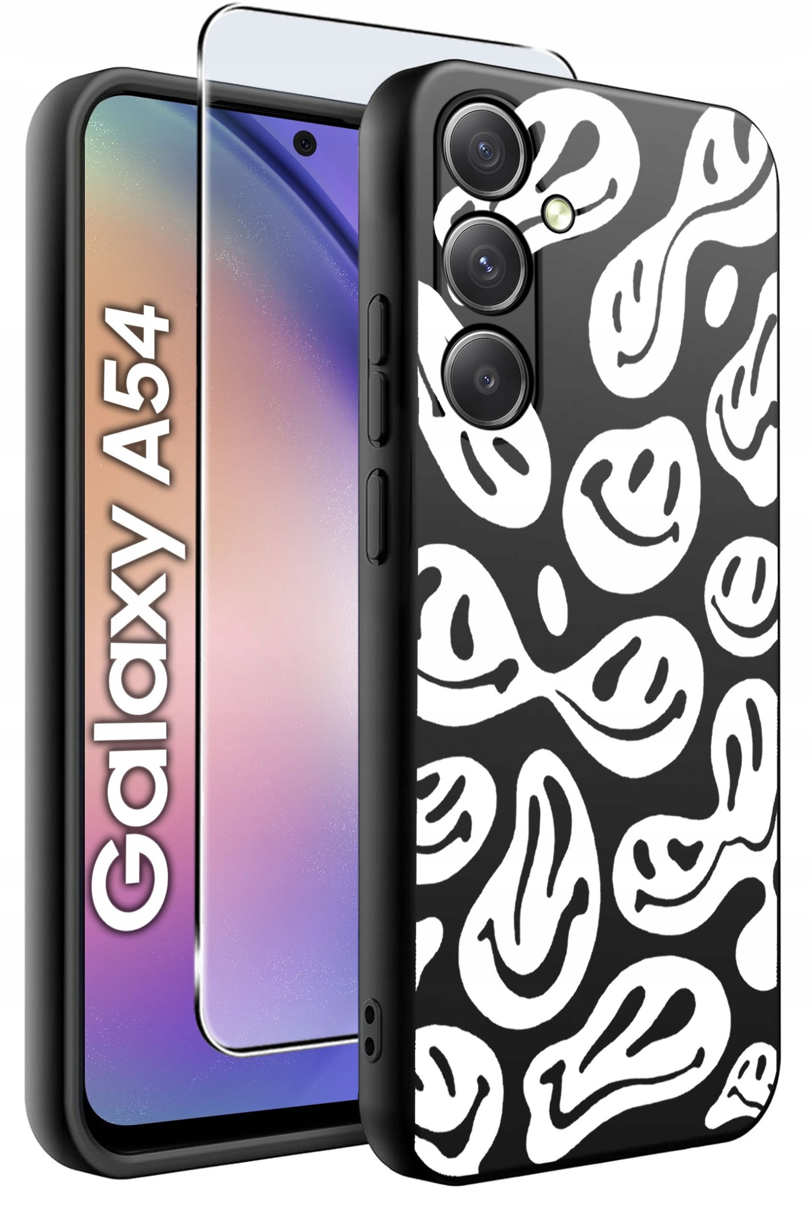 ETUI do Samsung A54 5G WZORY | SILIKONOWE MATT CASE + SZKŁO 9H