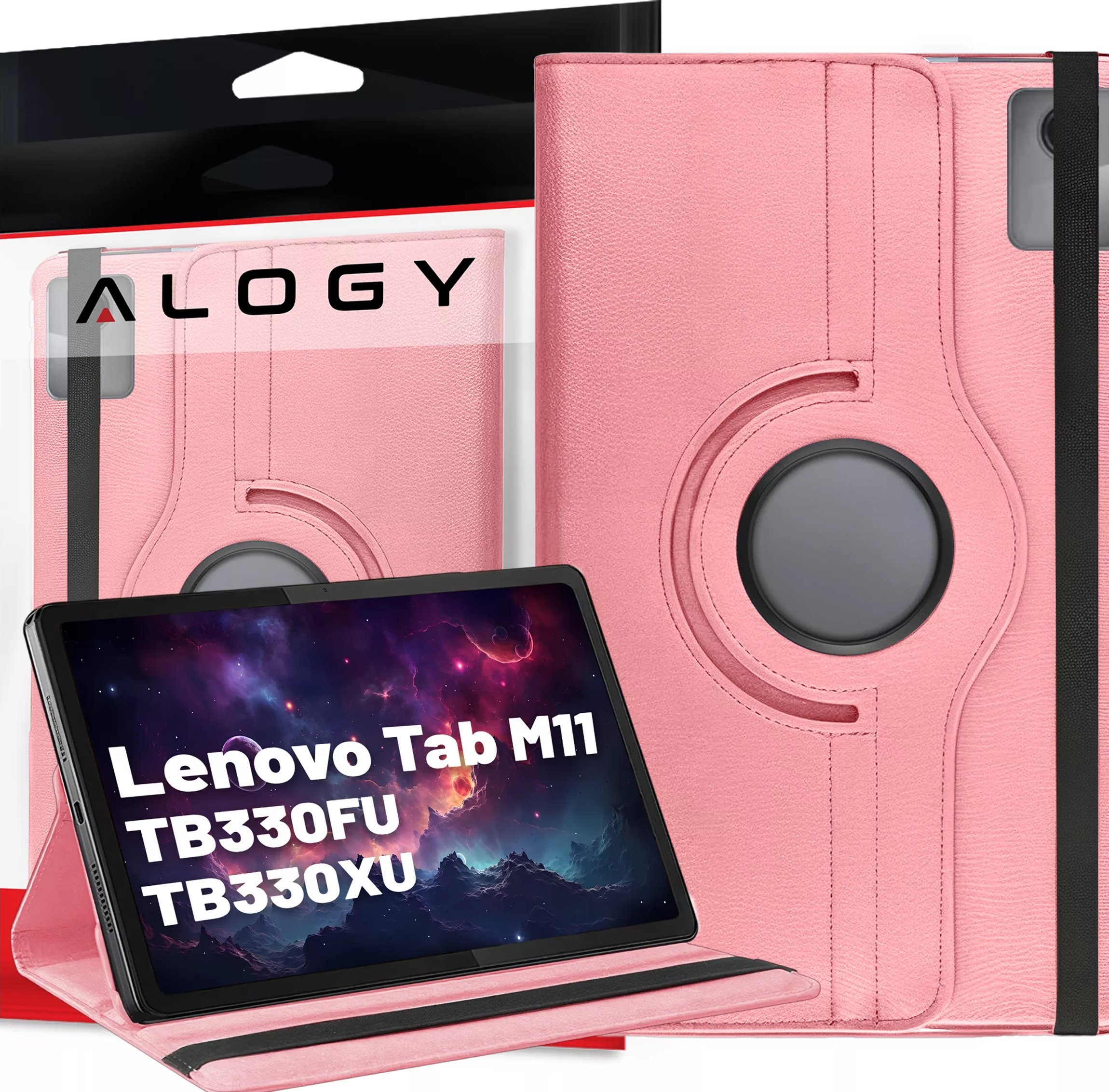 Etui na tablet Alogy Etui 360 do Lenovo Tab M11 10.95" TB330FU / TB330XU / TB331FC obrotowe pokrowiec obudowa z klapką na tablet Case Alogy Różowe