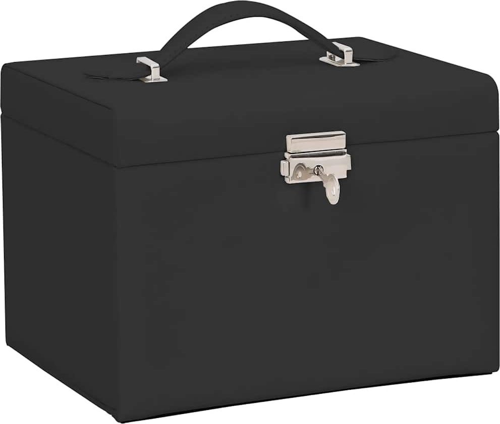 Pudełko na biżuterię 4-warstwowe z lustrem zamykane na klucz